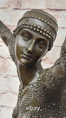 Iconic Tribute Chiparus Style Art Nouveau Deco Bronze Statue Signed Decor