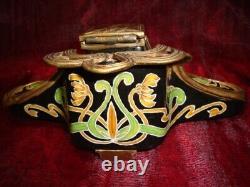 Inkwell Flower Iris Art Deco Style Art Nouveau Porcelain Ceramic