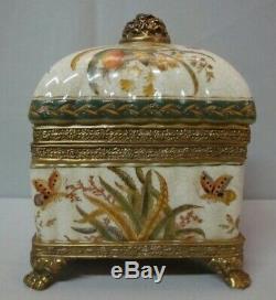 Jewelry Box Butterfly Art Deco Style Art Nouveau Porcelain Bronze