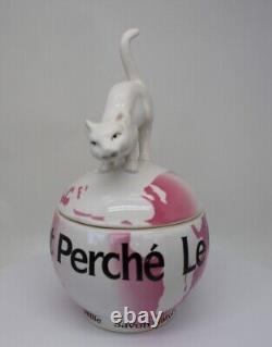 Jewelry Box Figurine Powder Box Animal-themed Cat Perched Art Deco Style