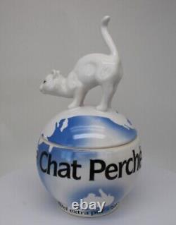 Jewelry Box Figurine Powder Compact Animal Cat Perched Art Deco Style