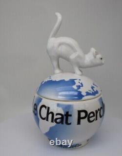 Jewelry Box Figurine Powder Compact Animal Cat Perched Art Deco Style
