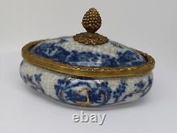 Jewelry Box Tobacco Flowers Art Deco Art Nouveau Style Porcelain Ceramic