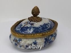 Jewelry Box Tobacco Flowers Art Deco Art Nouveau Style Porcelain Ceramic