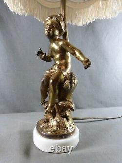 L. F. MOREAU Beautiful Art Nouveau Style Lamp Depicting a Young Girl