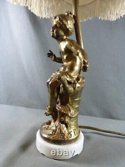 L. F. MOREAU Beautiful Art Nouveau Style Lamp Depicting a Young Girl