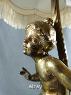 L. F. MOREAU Beautiful Art Nouveau Style Lamp Depicting a Young Girl