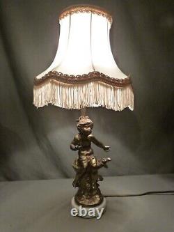 L. F. MOREAU Beautiful Art Nouveau Style Lamp Depicting a Young Girl