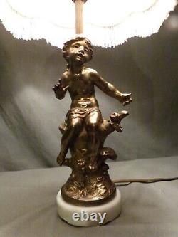 L. F. MOREAU Beautiful Art Nouveau Style Lamp Depicting a Young Girl