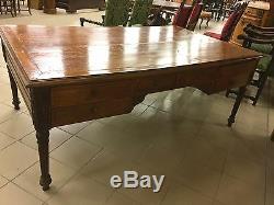 Large Flat Desk Henry II Walnut Style 1900