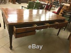 Large Flat Desk Henry II Walnut Style 1900