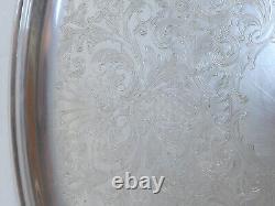 Large Silver-Plated CHARDON Plateau with Engraved Baroque-style Decor