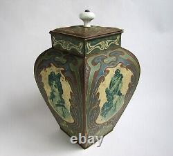 Large Tin Box Art Nouveau Period 1900 Woman Mucha Style