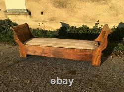 Louis Philippe Walnut Bench And 19th Century, Boat Bed Style