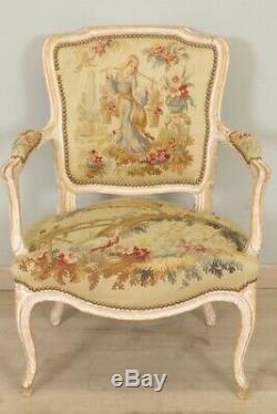 Louis XV Style Chairs Aubusson Tapestry