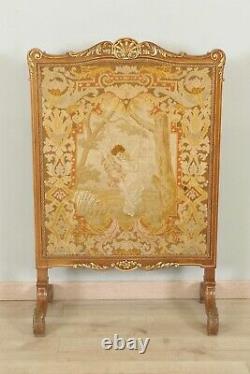 Louis XV Style Fireplace Screen Golden Walnut 1900 Small Dot