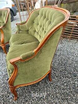 Louis XV Style Lounge / 2 Berger Armchairs And A Bench
