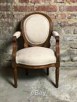 Louis XVI Style Children's Armchair Carved Walnut Covered With Fabric