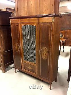 Louis XVI Style Mahogany Library Marquetry Gilded Bronze