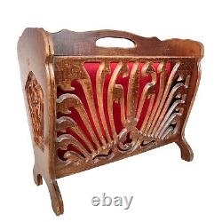 Magnificent Antique Carved Wooden Magazine Rack Art Nouveau Jugendstil Style