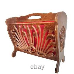 Magnificent Antique Carved Wooden Magazine Rack Art Nouveau Jugendstil Style