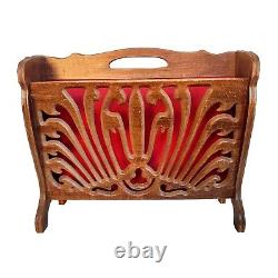 Magnificent Antique Carved Wooden Magazine Rack Art Nouveau Jugendstil Style