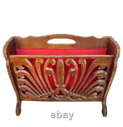 Magnificent Antique Carved Wooden Magazine Rack Art Nouveau Jugendstil Style