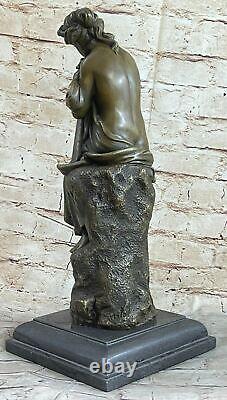 Magnificent French Style Art Nouveau Deco Bronze Chair Statue of a Woman Signed