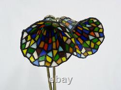 Magnificent Tiffany Two-branch Dragonfly Lamp, 2 Tulips, Art Deco Style