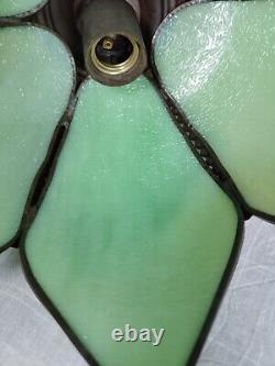 Magnificent glass tulip chandelier lamp in green slag style Art Nouveau