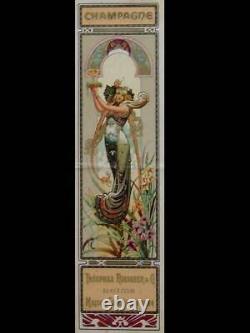 Menu Roederer, Art Nouveau, Louis-t. Hingre 1902- Lithograph, Mucha Style