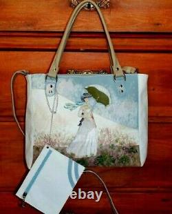 Monet Ladies Leather Bag With Handmade Umbrella In Italy Art Moda Style