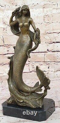 Mythical Art Nouveau Style Marine Mermaid Bronze Sculpture Figurine Statue Sale