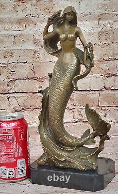 Mythical Art Nouveau Style Marine Mermaid Bronze Sculpture Figurine Statue Sale