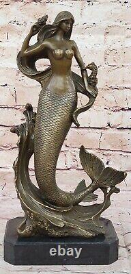 Mythical Art Nouveau Style Marine Mermaid Bronze Sculpture Figurine Statue Sale