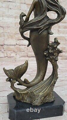 Mythical Art Nouveau Style Marine Mermaid Bronze Sculpture Figurine Statue Sale