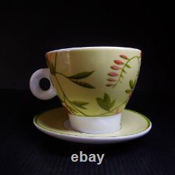 N8984 Ceramic Porcelain Coffee Cup Saucer Luminarc France Art Nouveau Style