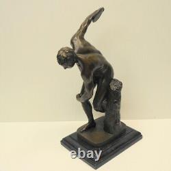 Naked Discus Thrower Statue Sculpture in Solid Bronze Art Deco Style Art Nouveau Style