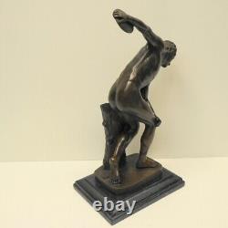 Naked Discus Thrower Statue Sculpture in Solid Bronze Art Deco Style Art Nouveau Style