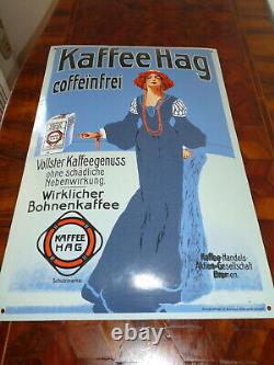 New decorative Art Nouveau style Kaffe Café Hag enameled plaque 40x60cm