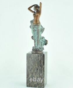 Nude Dancer Sexy Statue Sculpture in Art Deco Style Art Nouveau Bronze Massif