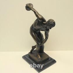 Nude Discobolus Statue Sculpture in Solid Bronze Art Deco Style Art Nouveau Style