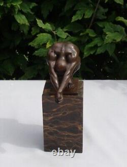 Nude Diver Statue Sculpture in Solid Bronze Art Deco Style Art Nouveau Signature