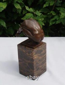 Nude Diver Statue Sculpture in Solid Bronze Art Deco Style Art Nouveau Signature