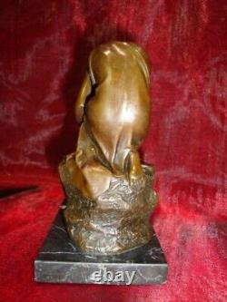 Nude Sexy Lady Statue Sculpture in Art Deco Style Art Nouveau Bronze Mask