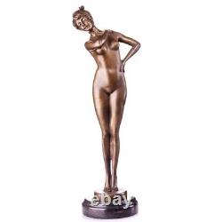 Nude woman bronze sculpture in Antique Art Nouveau Style Signed