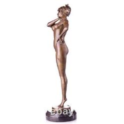 Nude woman bronze sculpture in Antique Art Nouveau Style Signed