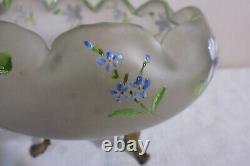 Old Glass Glass Polylobed Flowers Emaillé Bronze Gilded Style Legras Art Nouveau