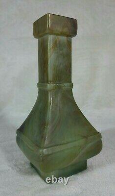 Old Glass Vase S-vres L-f Style Hard Stone Jade Art-new Late 19th Century