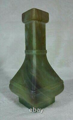 Old Glass Vase S-vres L-f Style Hard Stone Jade Art-new Late 19th Century